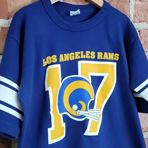 Champion Vintage 1980s Los Angeles Rams Single Stitch Blue Shirt S - Picture 3 of 13